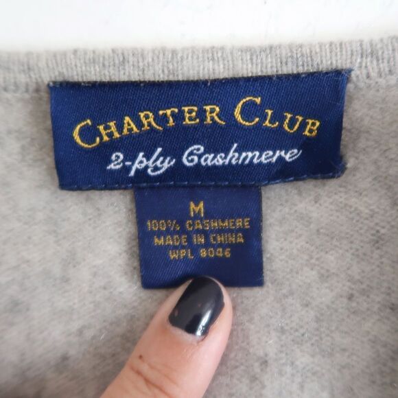 Charter Club Gray 2-Ply Cashmere Sweater - Size Medium - Picture 7 of 8